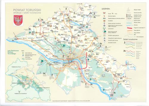 Mapa atrakcji i szlaków turystycznych powiatu toruńskiego