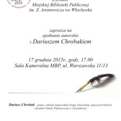 Plakat promujący spotkanie autorskie z Dariuszem Chrobakiem