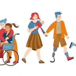 Grafika przedstawiająca osoby niepełnosprawne