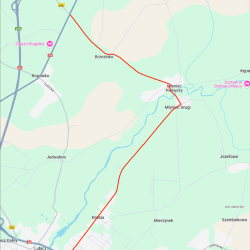 Mapa droga Lubicz-Brzeźno ze ścieżką